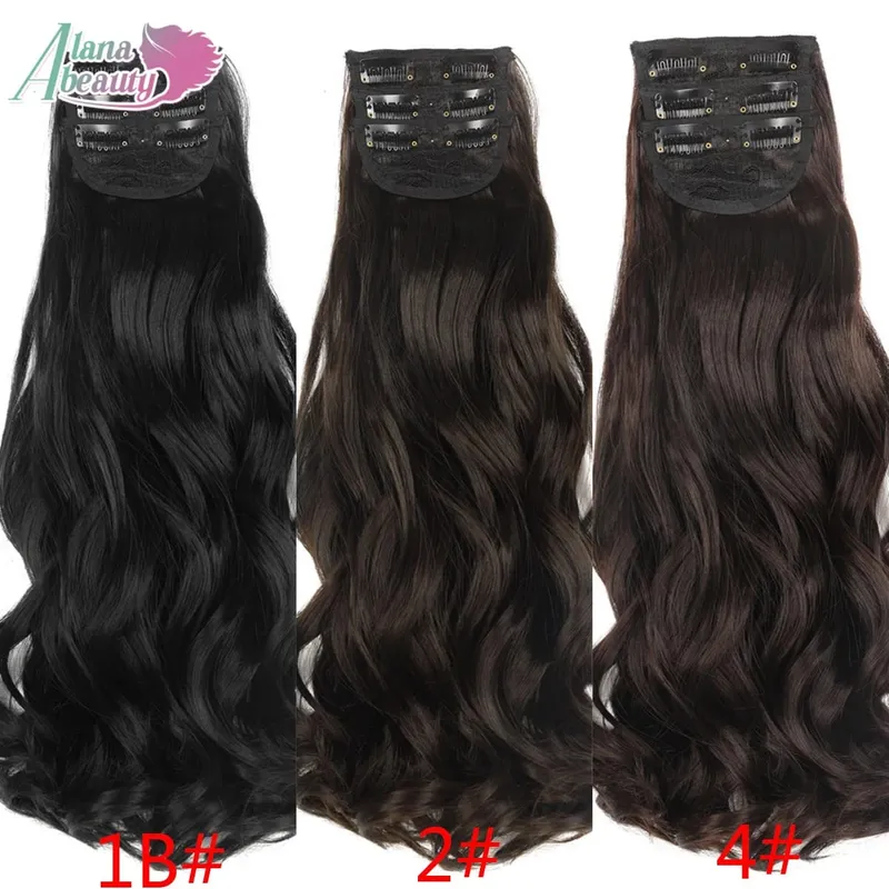 Synthetic Clip In Hair Extensions 3 PCS Full Head 20 Inch Long Curly Wavy Hair Pieces Natural Wavy For Women Girls Hair — image 4