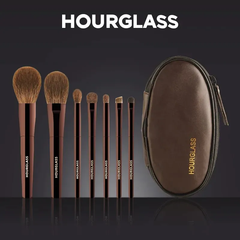 Přesýpací štětec na make-up-přenosný 7ks MINI přírodní štětce na vlasy sada-pudrová podkladová báze na oční stíny Cestovní make-up nástroje — image 1