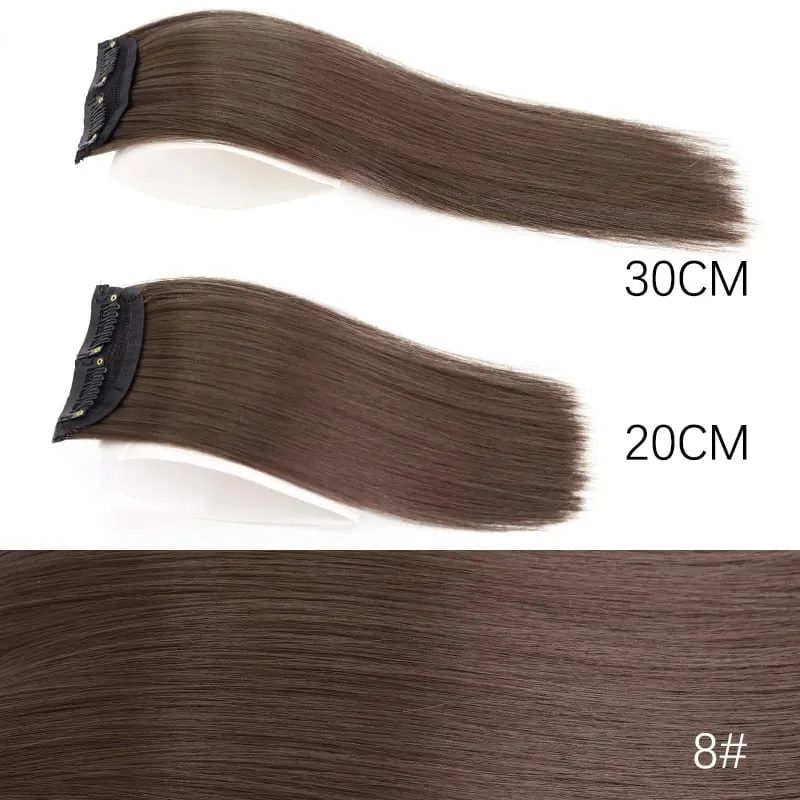 Sintetik 20sm/30sm Pad Lurus Tidak Kelihatan Klip Dalam Satu Keping Sambungan Rambut Penutup Sisi Atas Potongan Rambut Gebu Untuk Wanita