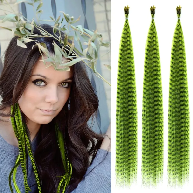 30roots Colored Synthetic Feather Stripe hair Extension 16 Tommer I Tip Party Cosplay Til Musikfestival Halloween Jul