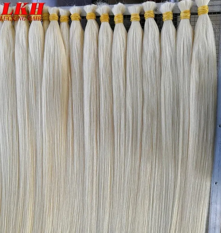 Virgin Real100% Human Hair Bulk Extension Black 613 Blonde Hair Bulk 12a Weaving For Braiding Unprocessed No Weft Straight Hair