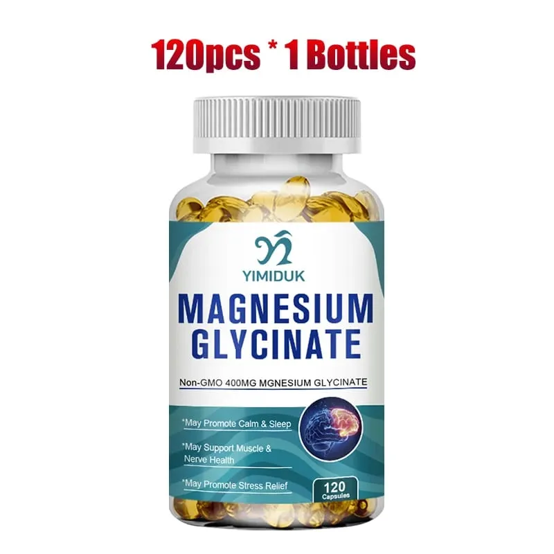 ¡Compre 1 y obtenga 1 gratis! Suplemento de glicinato de magnesio puro para un sueño profundo y alivio del estrés, ayuda a la relajación muscular y el sistema nervioso