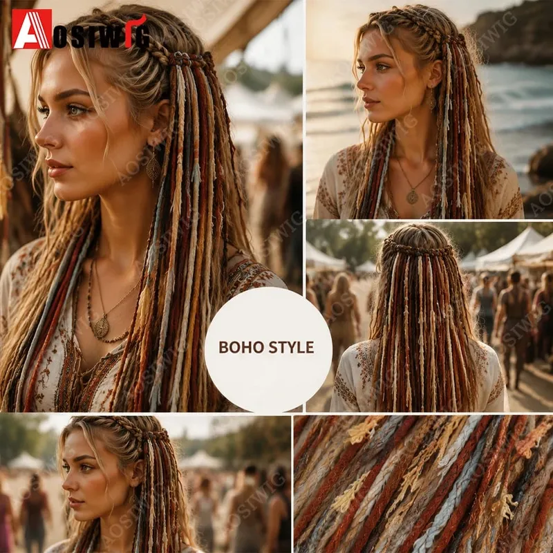 Colorful Rope Braided Hair Clip In Extensions Black Natural Hair Dreadlock Hair Pieces Bohemian Hair Accessories For Women Daily — image 6