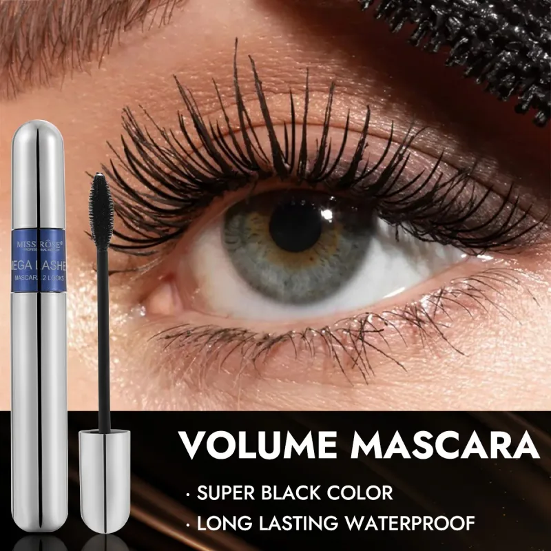 Black Mascara Set Big Brush Head Volumizing Lengthening Curling Mascara Waterproof Eyelash Primer Eye Makeup Cosmetic
