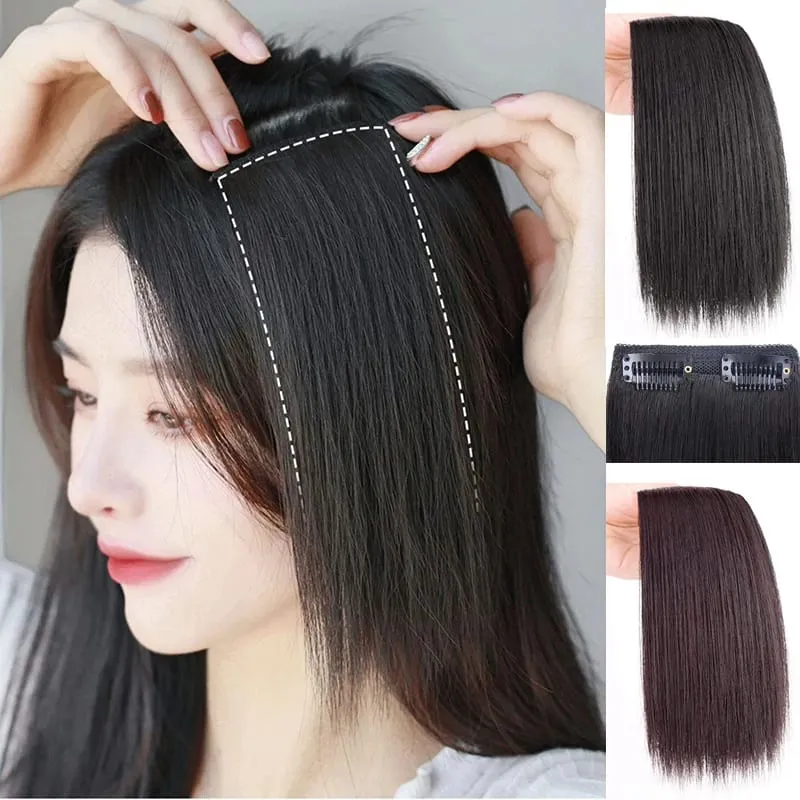 30 cm synthetisches, kurzes, gerades Pad, unsichtbare Haarverlängerung, Futter der Haaroberseite, Seitenabdeckung, Haarteil für Frauen