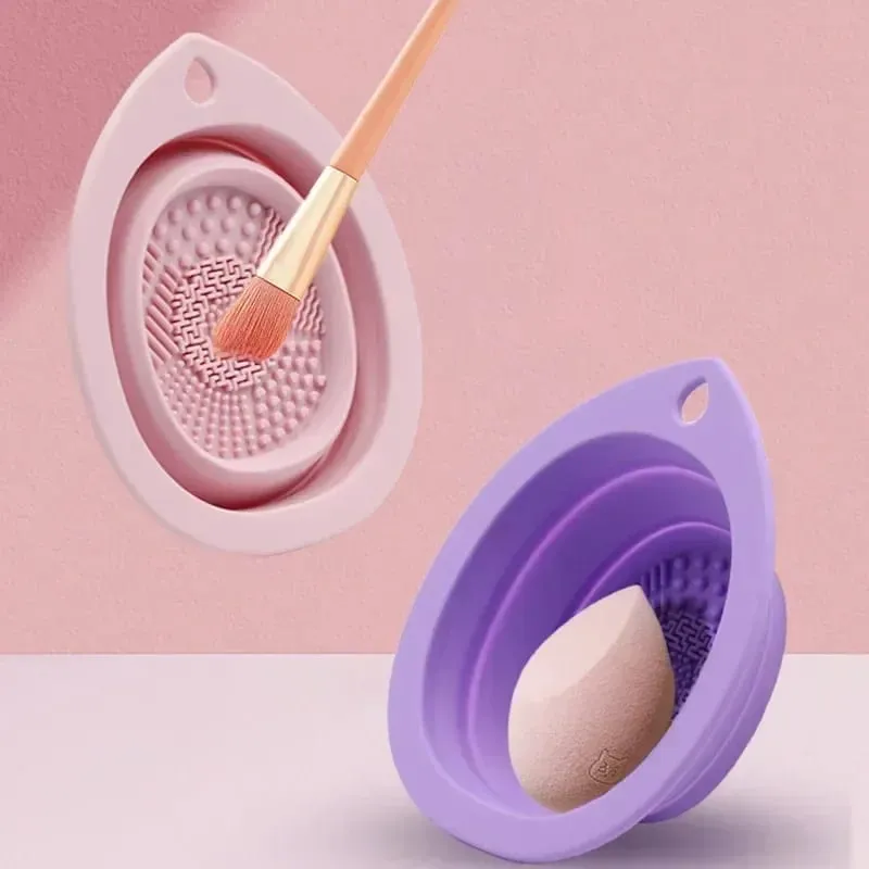 Silicone Scrubber Cleaning Bowl Folding Makeup Brush Washer for Eyeshadow Brushes Powder Puff Multifunctional Beauty Care Tools