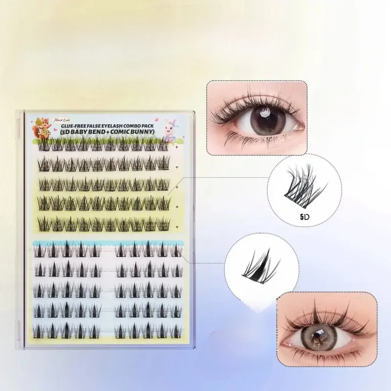 Self Adhesive Lash Clusters Combo Pack 10 Rows No Glue False Eyelashes Puppy Fox Eye Wispy Segmented Lashes for Daily Makeup — image 9