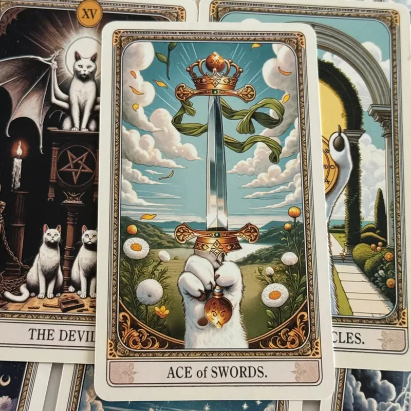12*7cm Cat Tarot Deck In Metal Box 350GSM English Version Wait Tarot Cards Board Games with Paper Instruction Manual — image 5