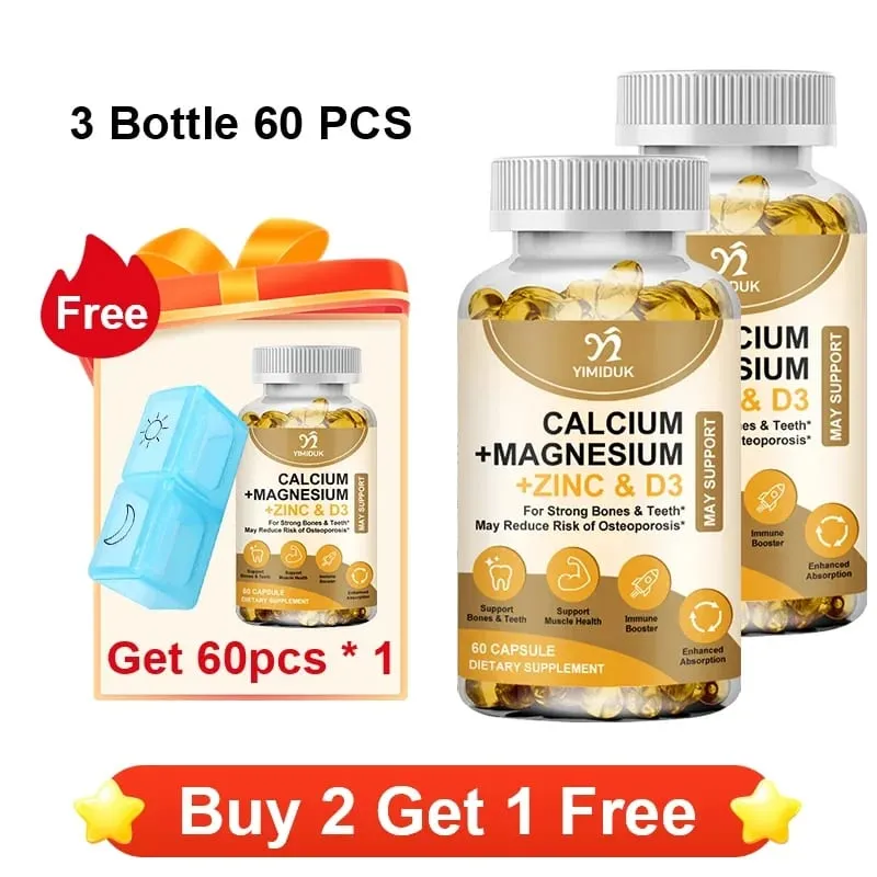 Bone & Muscle Support Supplement with Calcium Magnesium Zinc & D3 Supports Strong Bones Teeth Immunity & Vitality