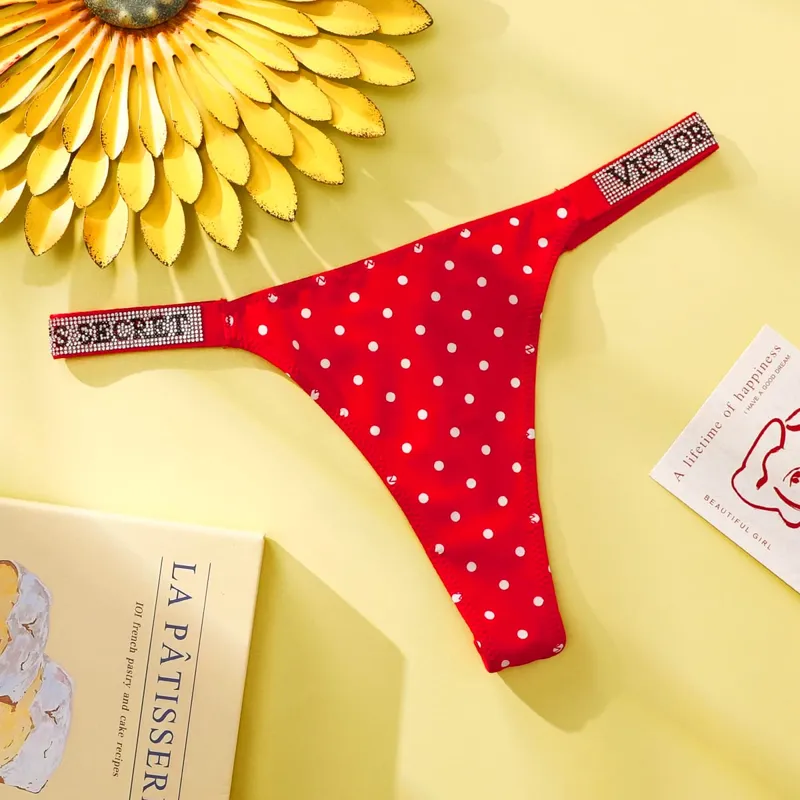 Victoria Secret Women Polka Dot Lace Bikini Cheeky Panties Set Breathable Cotton Hipster Underwear Thong Hipster Seamless — image 4