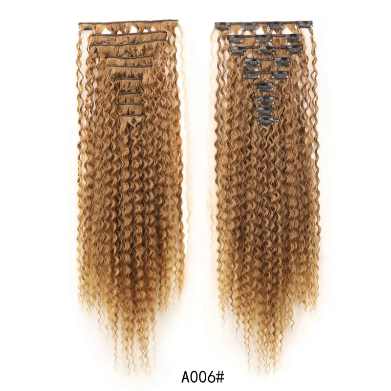 Jeedou Deep Wavy Curly Hair 9Pcs Set Clip-in Hair Extensions Hairpieces with 18 Clips Brown Color Synthetic Hair For Women