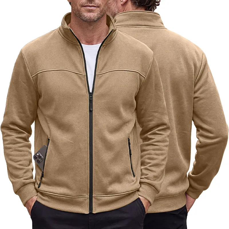Four Seasons men's full-zip soft-shell jacket with stand-up collar, side pockets, long sleeves and relaxed casual style — image 10