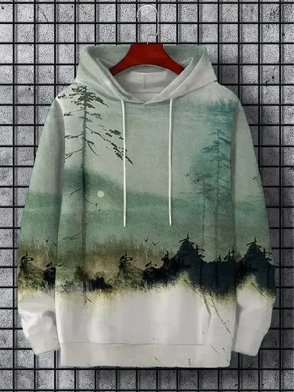 New Autumn And Winter Men's 3D Print Hoodies Japanese Harajuku Fashion Casual Sports Hooded Anime Beast Pattern Man Hoodie — image 2