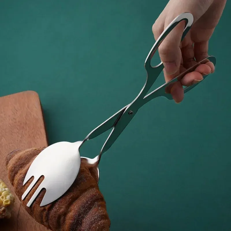 1PC Salad Dressing Klip Makanan Kek Mini Bekalan Bakeri Heavy Duty Gunting Roti Tong Pengapit Steak Keluli Tahan Karat — image 9