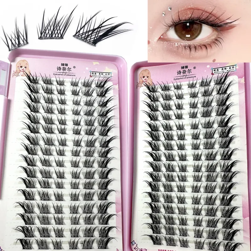 32 linhas de olho de raposa manga cluster cílios de olho de gato cílios individuais olhar natural diy extensão de cílios volume lash clusters