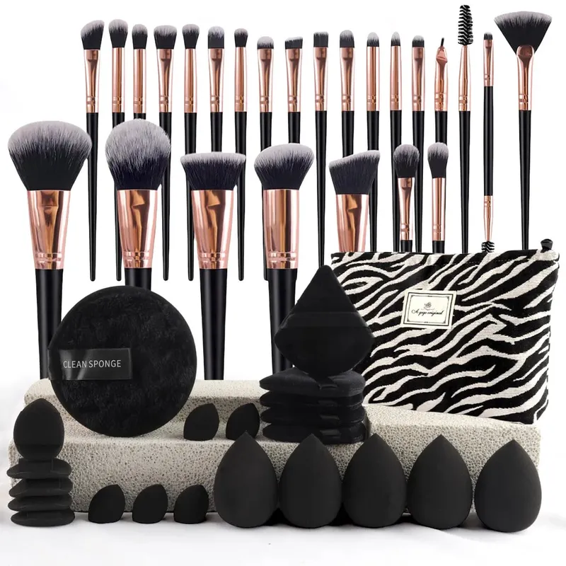 47Pcs Professional Makeup Brushes Set Beauty Tools Kit Portable Travel Cosmetic Bag Puff Toiletry Makeup Accessories Set — image 10