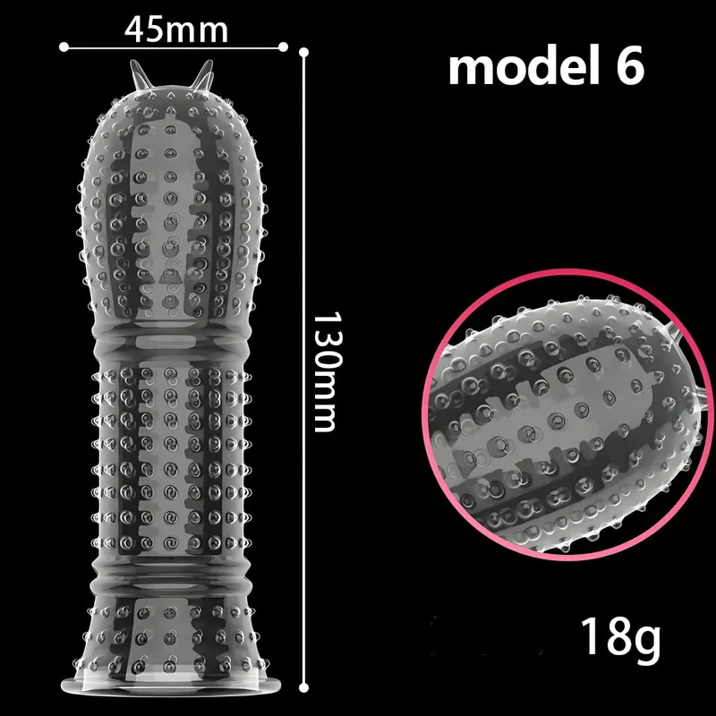 Penis Covers Extender Men's Condoms Crystal Penis Condoms Finger Cock Ring Adult Sex Toy For Sex Male Longer Lasting — image 15
