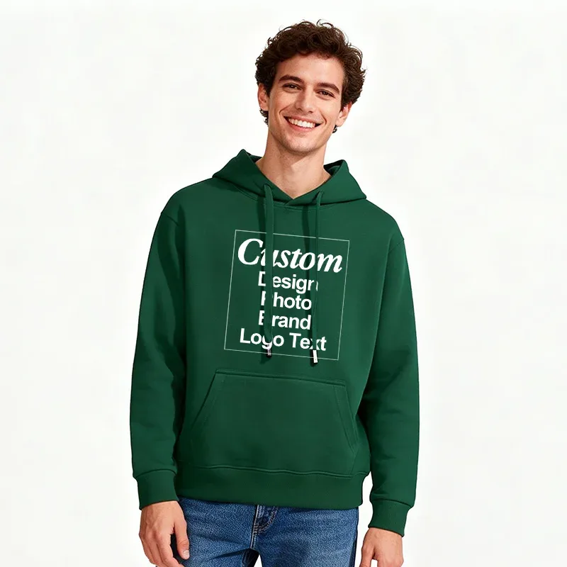 High Quality Custom Hoodie Cotton Sweatshirt Print Embroidery Brand Logo Text Photo Design Men Women Famliy Team Clothing 300g — image 11