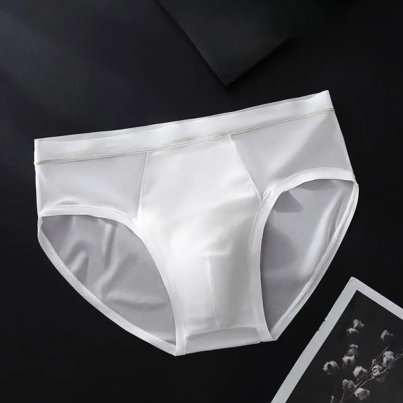 Men's Seamless Ice Silk Briefs Underwear Bulge Pouch Solid Breathable Panties Calzoncillos Hombre Slips Male Panties — image 13