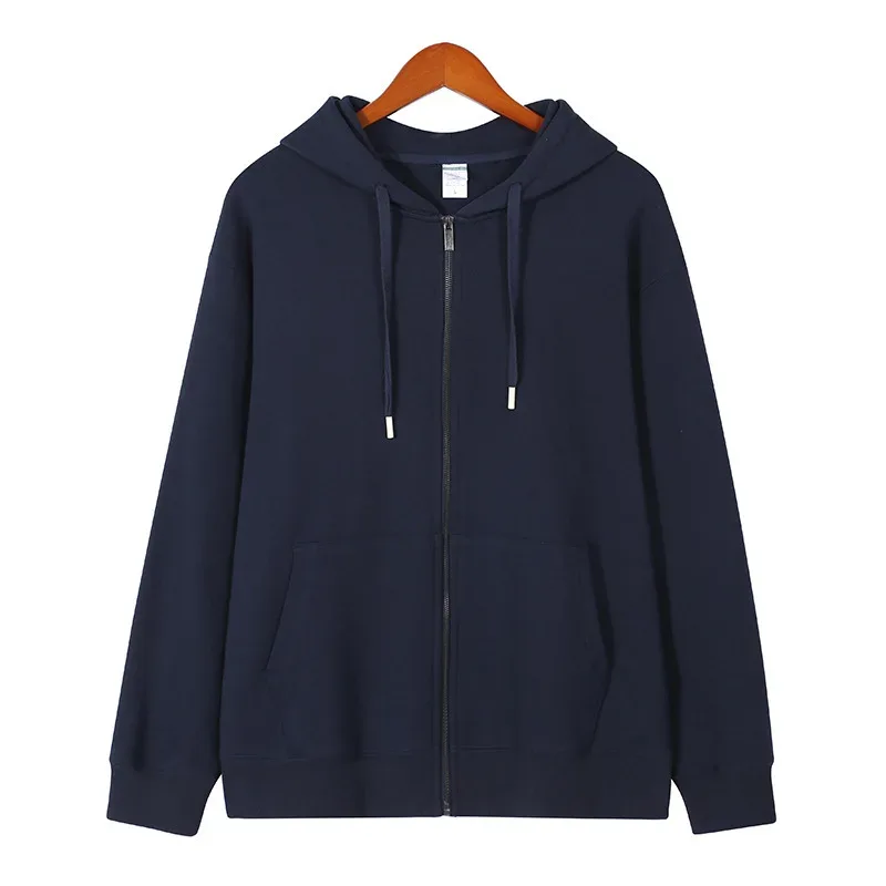 2026 autumn and winter new men's hooded zipper sweater solid color — image 5