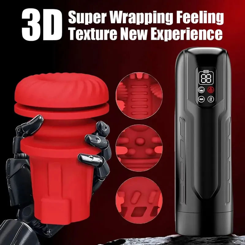 Male Masturbator Penis Pump with 9 Sucking Thrusting Heating Modes Stroker Blowiob Machine LCD Display Adult Sex Toy for Men