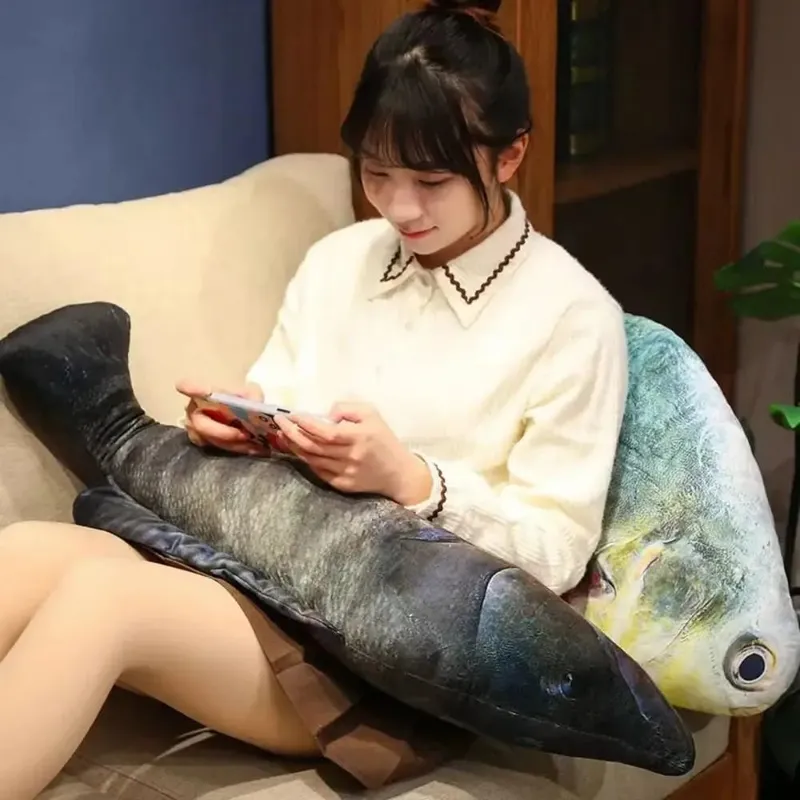 Sofa Cushion PP Cotton Simulation Sea Fish Soft Stuffed Sea Fish Stuffed Bream Salmon Fish Sleeping Pillow Bedroom — image 3
