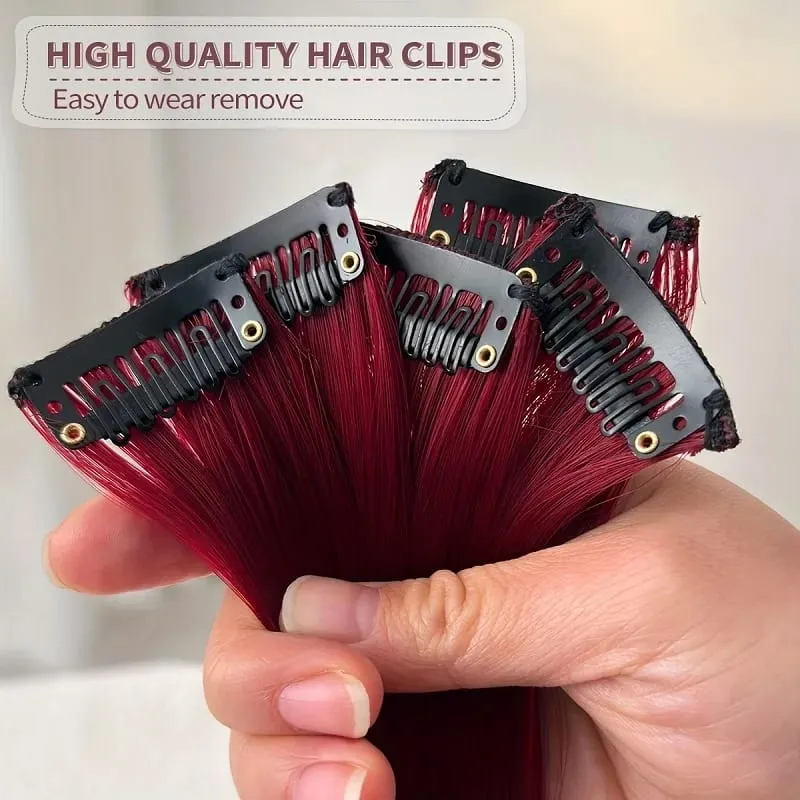 22Inch 10pcs Synthetic Colorful Long Straight Rainbow Colored Hair 10pcs Clip In Extensions for Women Daily Party Christmas