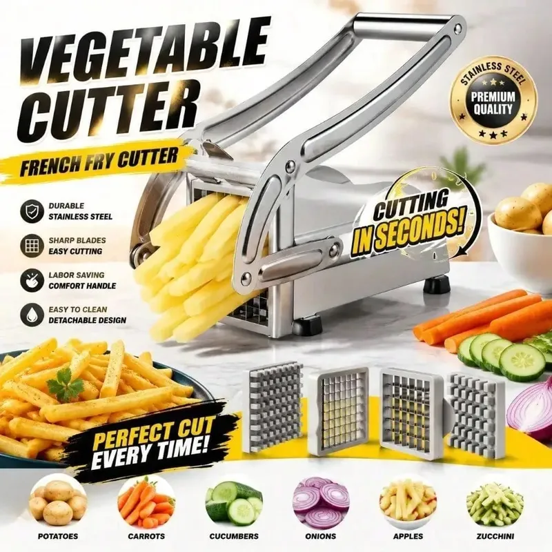 Vegetable Cutter French Fry Cutter Stainless Steel Fruit Cutter French Fry Chopper Potato Slicer Vegetable Chopper Onion Chopper Food Chopper Chopper For Potatoes Carrots Cucumbers Kitchen Supplies Kitchen Gadgets Kitchen Accessories