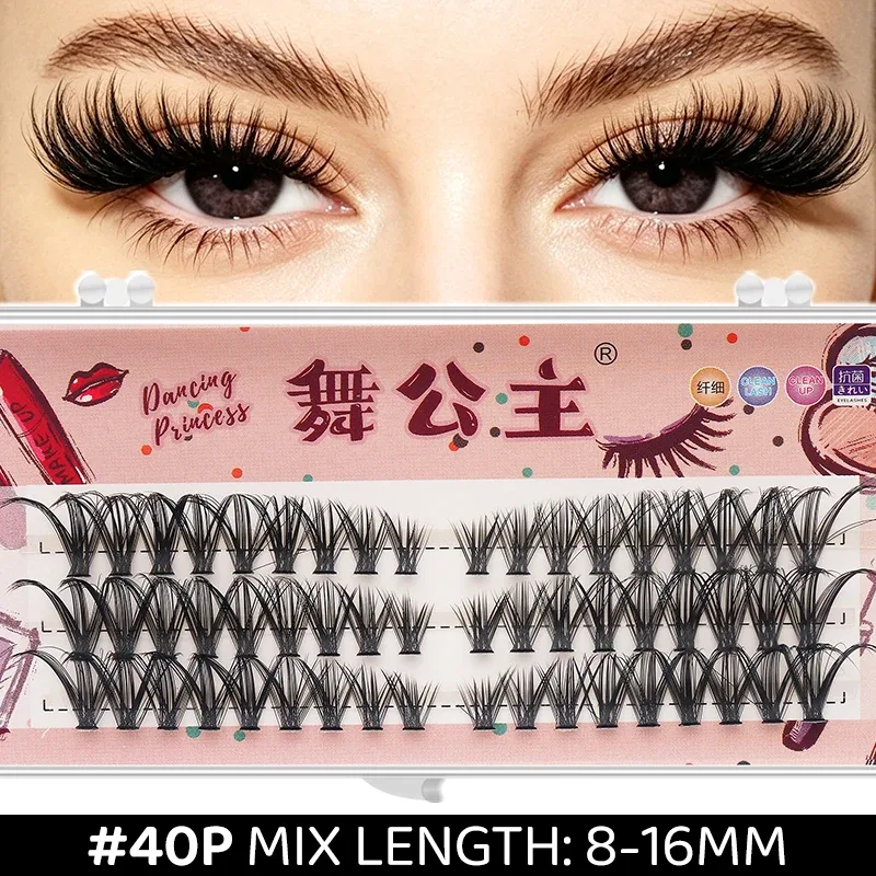 3 Rows DIY Thick Individual Cluster Lash Extensions Segmented Natural Lash Clusters Eye Style Self-graft Lashes Makeup