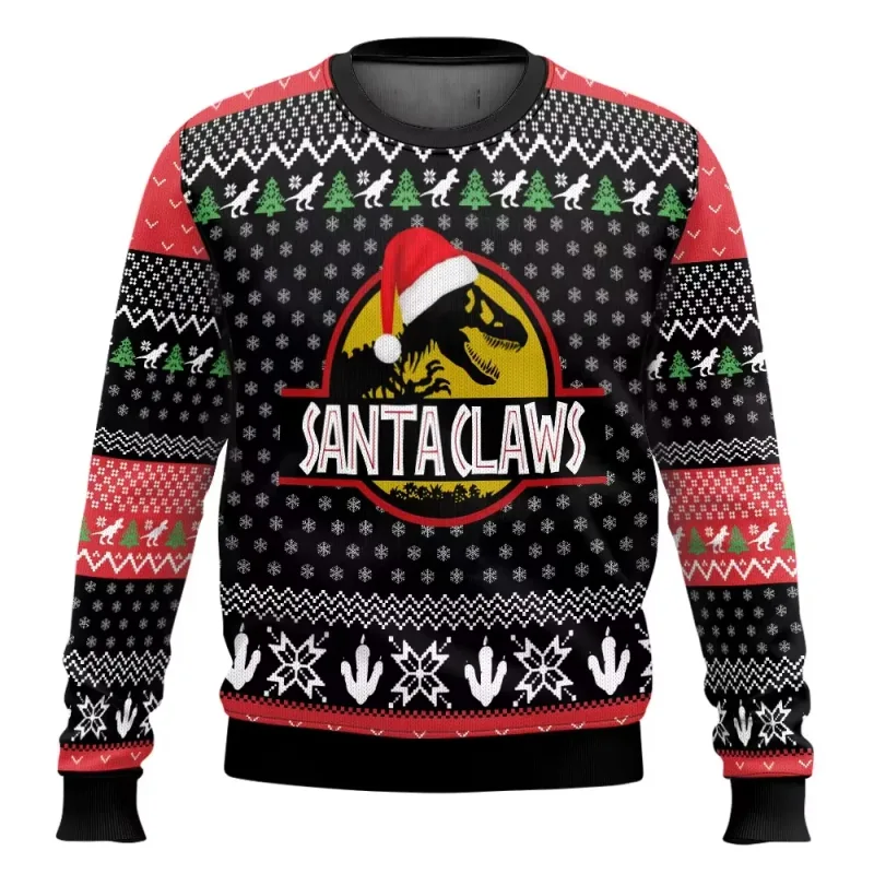 Jurassic Park Dinossauros Feliz Natal Roupas Presentes Suéteres de Papai Noel moletons masculinos e femininos 3D Festa de outono