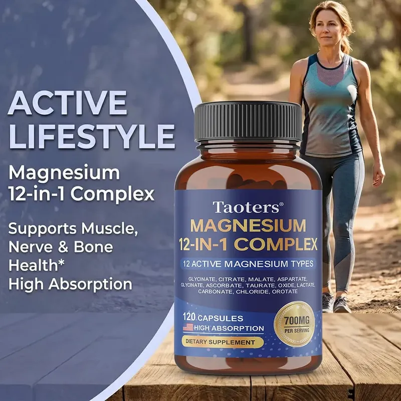 Magnesium 12-in-1 Complex Supplement – 700mg High Absorption Glycinate Citrate Malate & Taurate Blend for Muscle Nerve Sleep — image 3