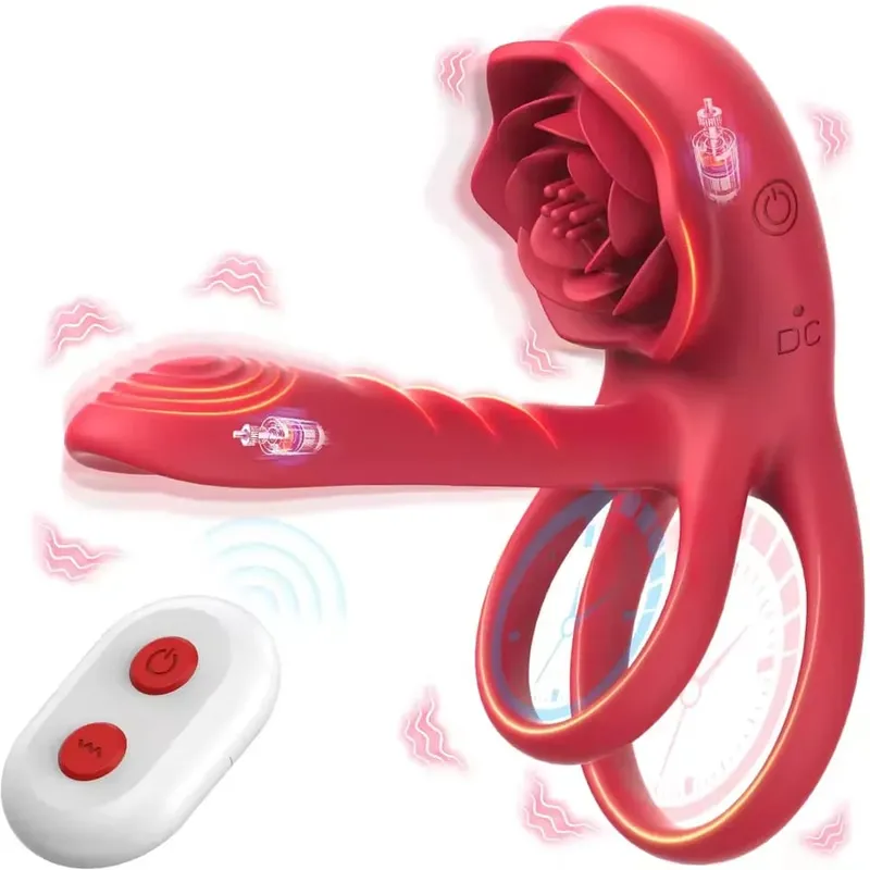 Penis Cock Ring Vibrator for Women Black Rose G Spot Nipple Clitoral Male Ejaculation Delay Nipple Clitoral Stimulator Sex Toys — image 9