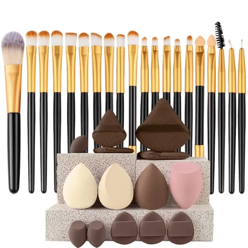 20pcs Makeup Brush Set Soft Fluffy Cosmetic Foundation Powder Eyeshadow Kabuki Blending Make Up Brush Beauty Tool Makeup Sponge