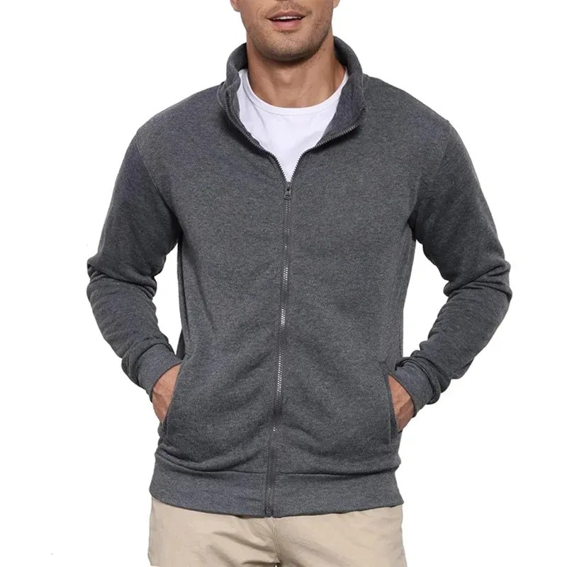 Autumn Men's Sweatshirts Jacket Man Without Hood Zip Coats Outdoor Sport Lightweight Long Sleeve Streetwear Slim Fit Cardigan
