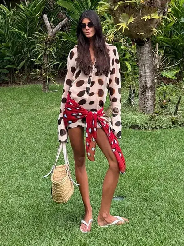 Casual Printed Shirt Mini Dress Women Full Sleeve Turn-down Collar Single Breasted Short Dresses Female 2026 Summer Lady Robe — image 6