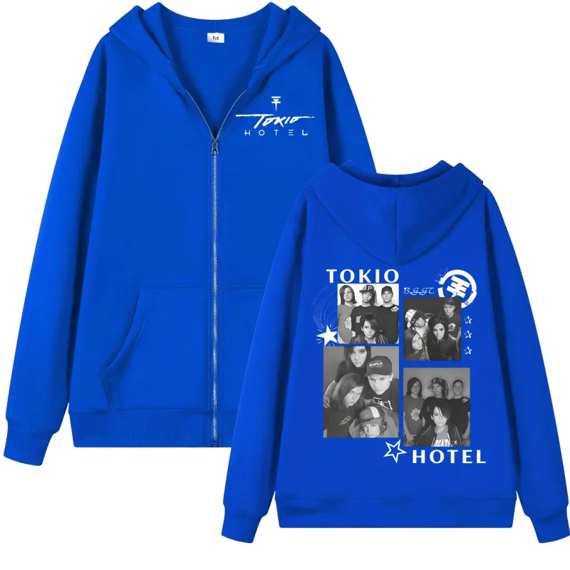 Tokio Hotel Arena Tour 2026 Graphic Zipper Hoodie Rock Fashion Vintage Zip Up Pullovers Men Women Casual Long Sleeve Sweatshirts
