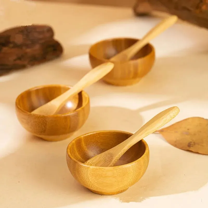 5/10/30/50pcs Bamboo DIY Face Mask Mixing Bowl with Spoon Aromatherapy Bowl Set Massage Oil Face Care Makeup Tool Kits — image 2