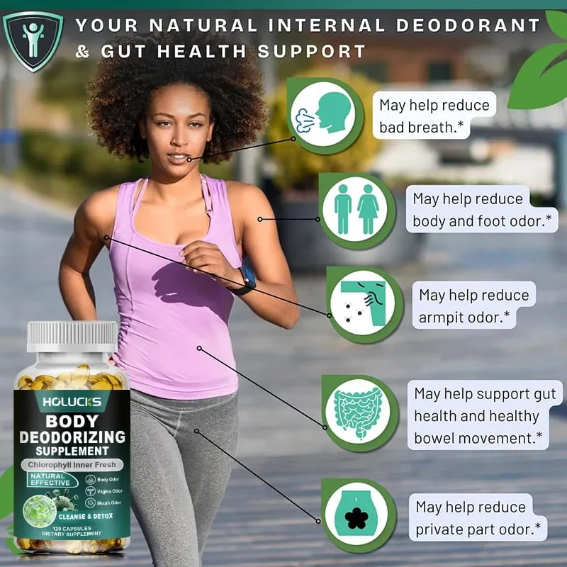 Chlorophyll Capsules Supplement Body Deodorizing & Internal Cleanse Support Digestion Gut & Skin Health Energy Boost — image 2
