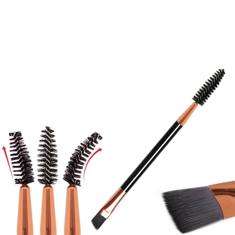 Double-headed Angled Eyebrow Brush Eyelash Comb Propesyonal na Makeup Brushes para sa Brow Eyelash Extension High Quality Eye Brushes — image 3