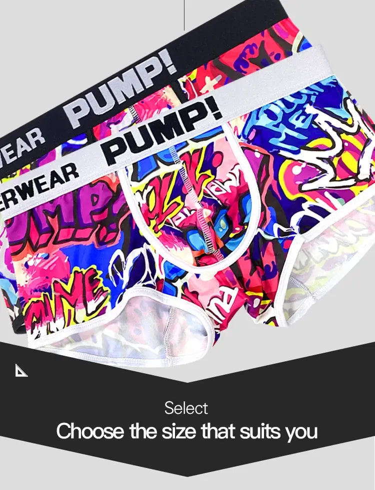 Cueca boxer masculina de mistura de algodão e nylon, cueca boxer com estampa graffiti, cintura elástica larga, não apertada, roupa íntima esportiva, 1 peça