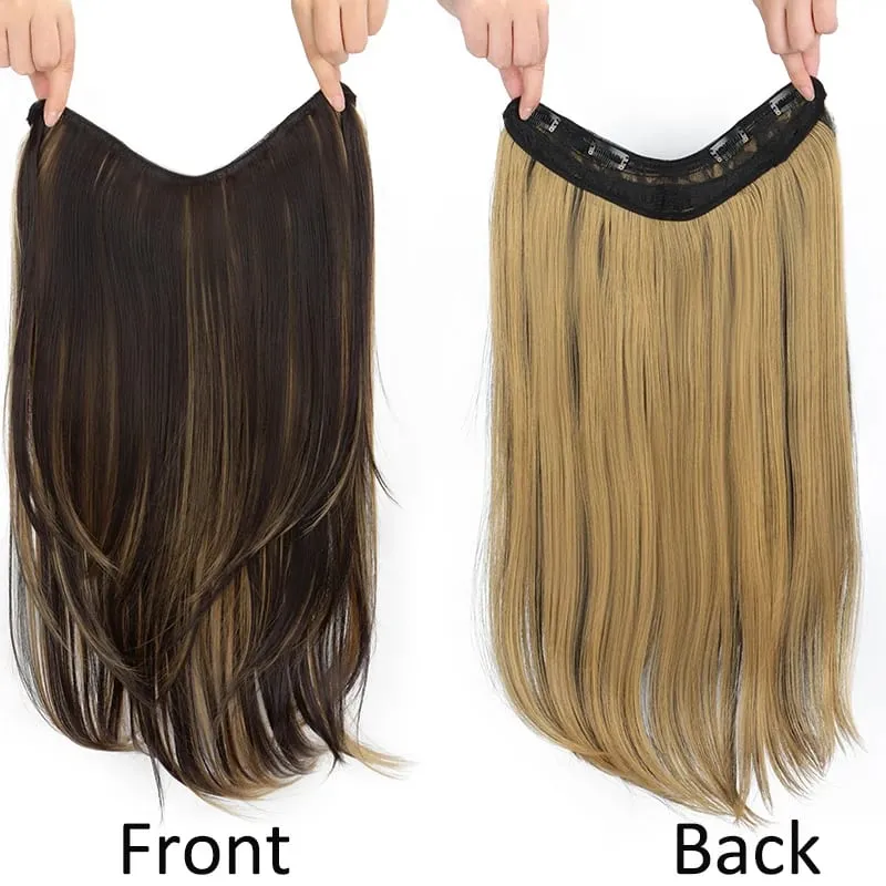 22Inch Synthetic V-Shape Long Straight Hair Extension Layered Hairpiece Natural Invisible Everyday Wear for Women Daily Party — image 5