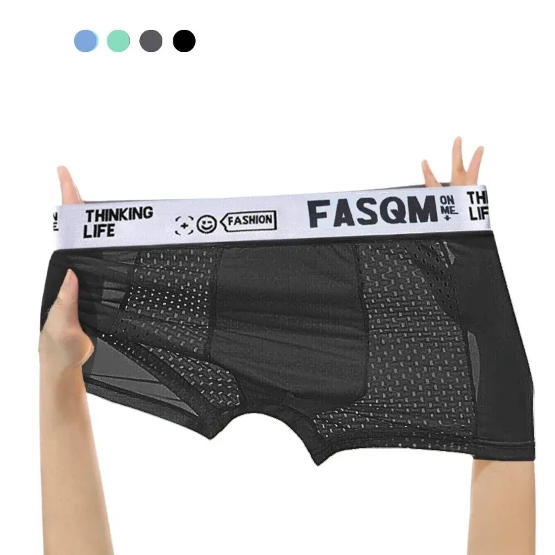 1 szt. Seksowna siateczkowa tkanina Bielizna męska Fajne, wyjątkowo miękkie, oddychające bokserki Moda Wygoda przez cały dzień Casual Codzienna bielizna męska