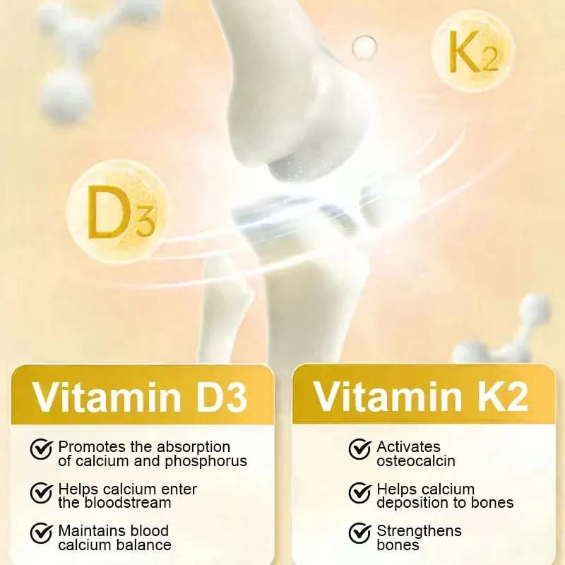 Bcuelov Witamina D3+K2 5000 j.m. Witamina D3 formuła bez GMO łatwy do połknięcia kompleksowy suplement diety z witaminą D i K
