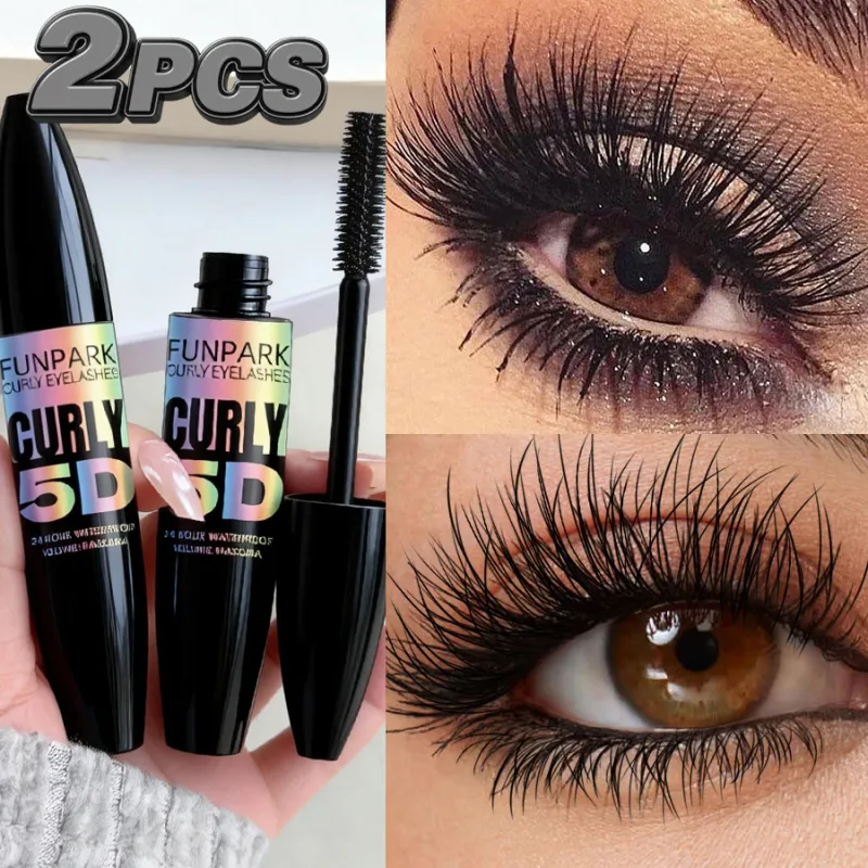 2pcs 5D Eye Black Mascara À Prova D 'Água Alonga Cílios Extensão Rímel de Fibra de Seda Maquiagem de Olhos de Longa Duração para Mulheres Cosméticos Beleza Coreana — image 7