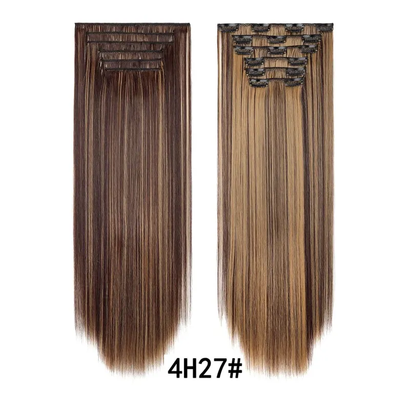 24Inch Clip in Hair Extensions Invisible Synthetic Extension 6PCS Long Straight Heat Resistant Clips on Hairpieces for Women — image 13