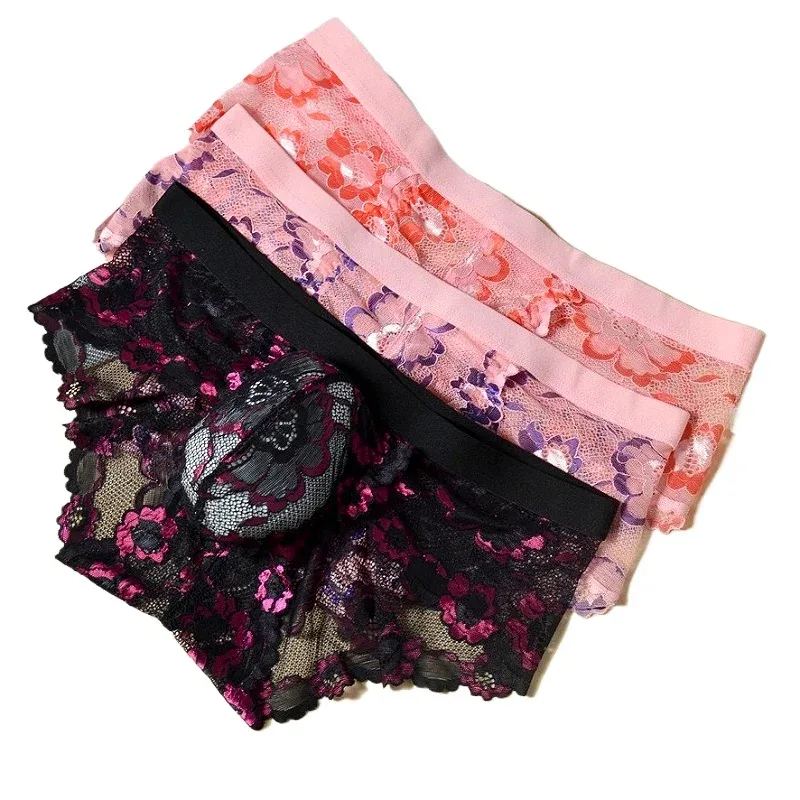 Lace Sexy Underwear Smooth Mens Pouch Panties Perspective Thin Floral Man Briefs Temptation Mesh Low Rise Breathable Underpants — image 1