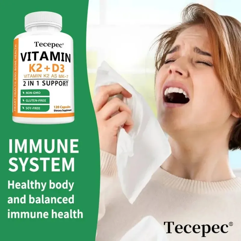 Vitamin D3 + K2 Softgels 2-in-1 Complex Bone Teeth & Immune Health Support Immune System Booster — image 3