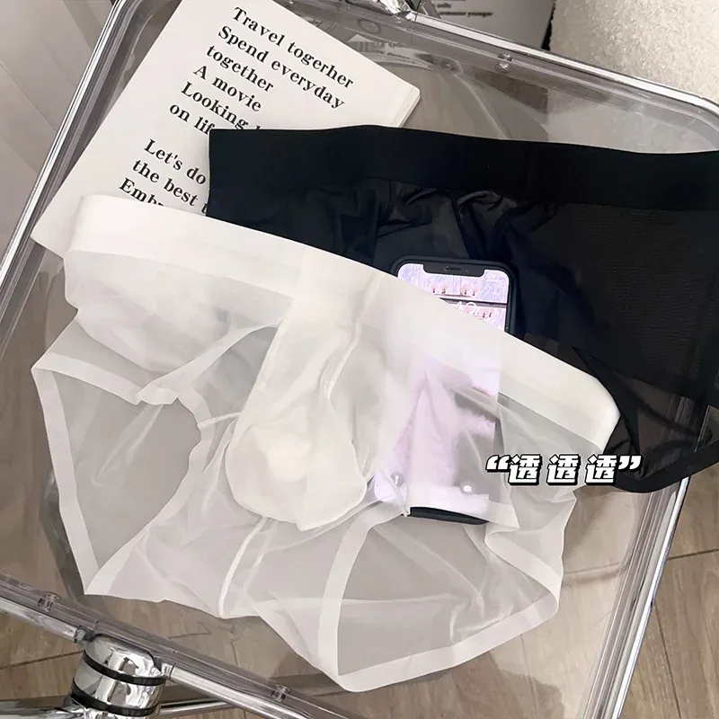 Transparent Men's Briefs Ultra-thin Ice Silk Quick Dry Panties Sexy U Bulge Pouch Man Underwear Breathable Underpants Cuecas — image 14