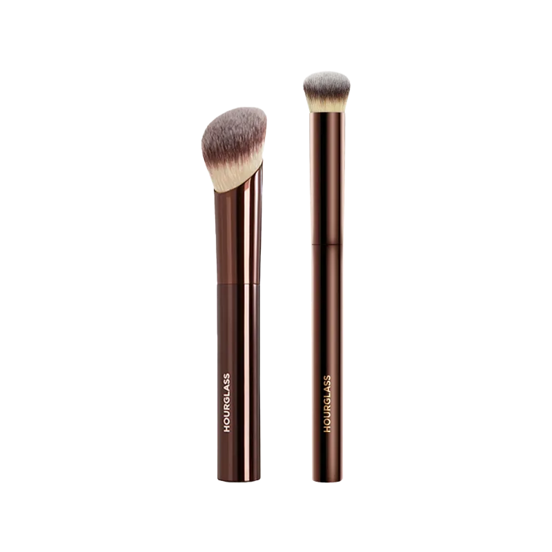 Ensemble de pinceaux de teint ambiant sablier 2 pièces Kit de pinceaux de maquillage correcteur de fond de teint doux pour une finition sans couture