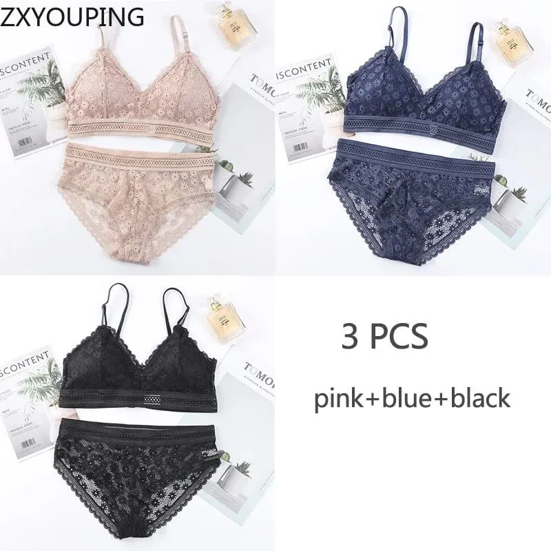 Σετ Σουτιέν 3 τεμαχίων Σέξι δαντέλα Beauty back κοστούμι Εσώρουχα Συγκεντρώστε απρόσκοπτη γυναικεία εσώρουχα Εσώρουχα Άνετα εσώρουχα — image 10